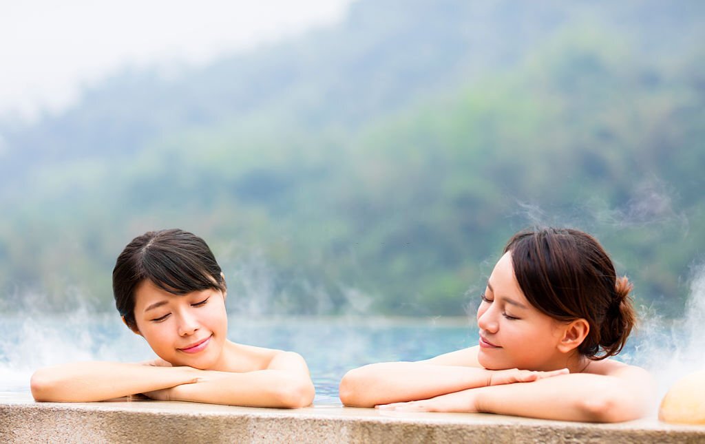 Japanese Women Enjoying Onsen