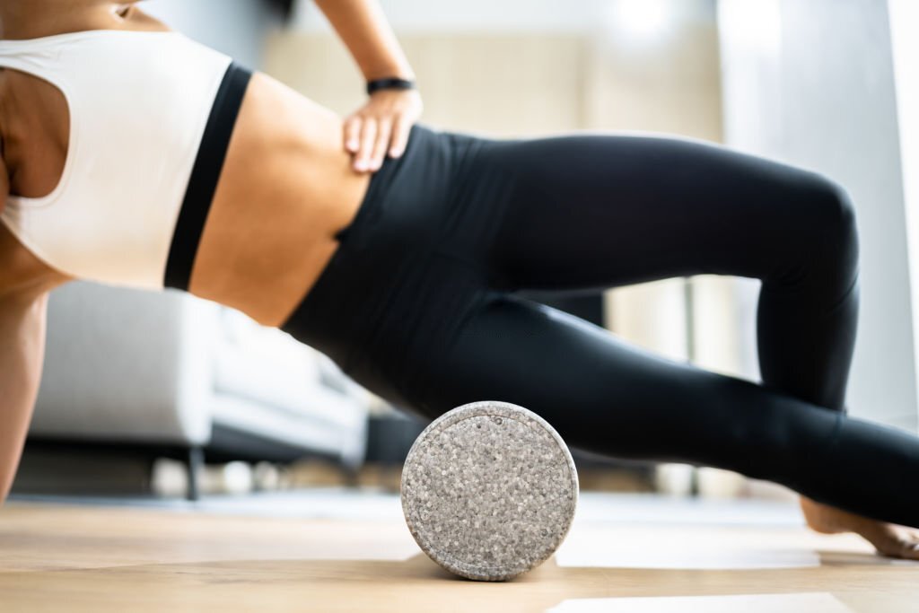 Foam Roller Healthy Leg Workout Sport Training On Floor