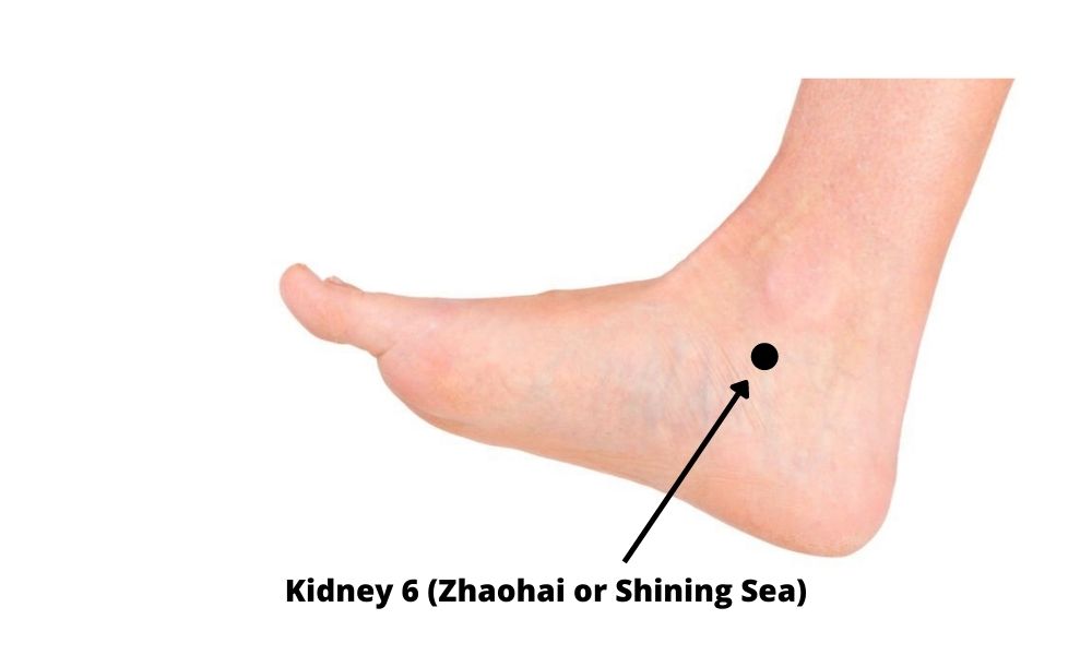 Acupressure Point Kidney 6 KI6 (Zhaohai or Shining Sea)