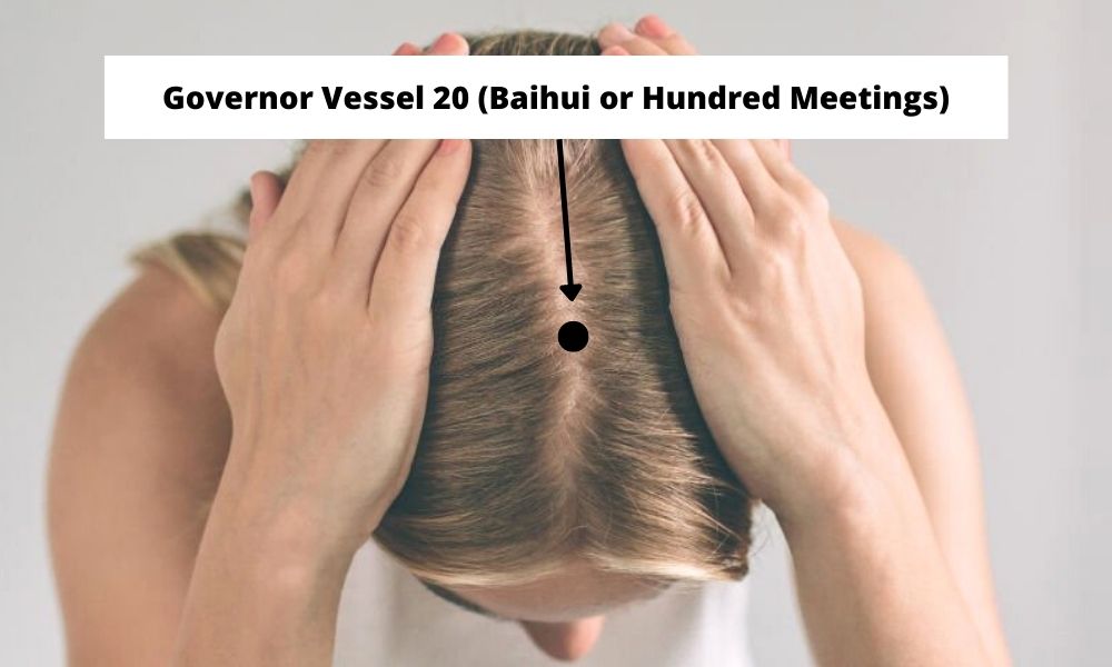Acupressure Point Governor Vessel 20 GV 20 (Baihui or Hundred Meetings)